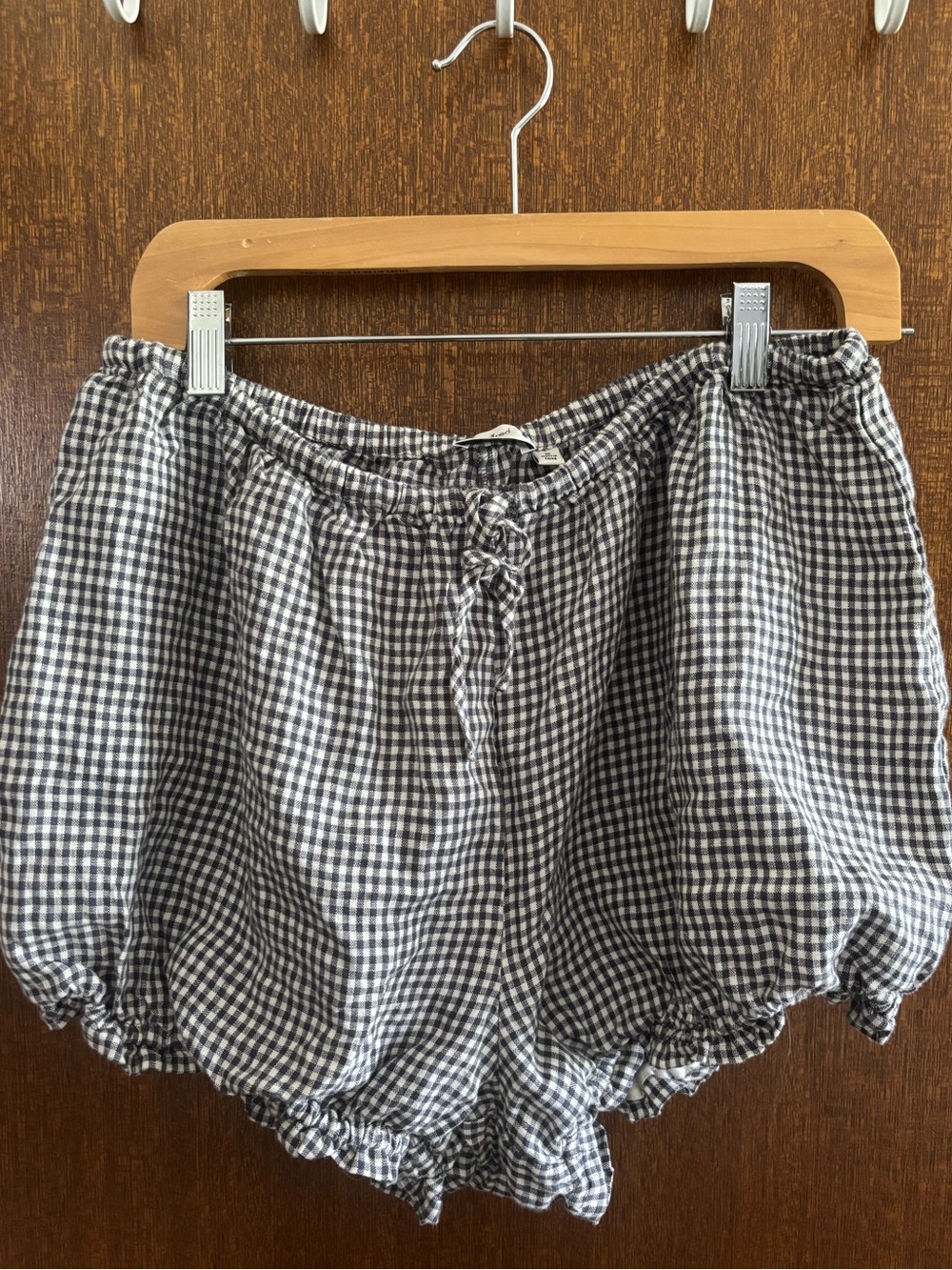 Wilfred Black and White Gingham High Waist Shorts